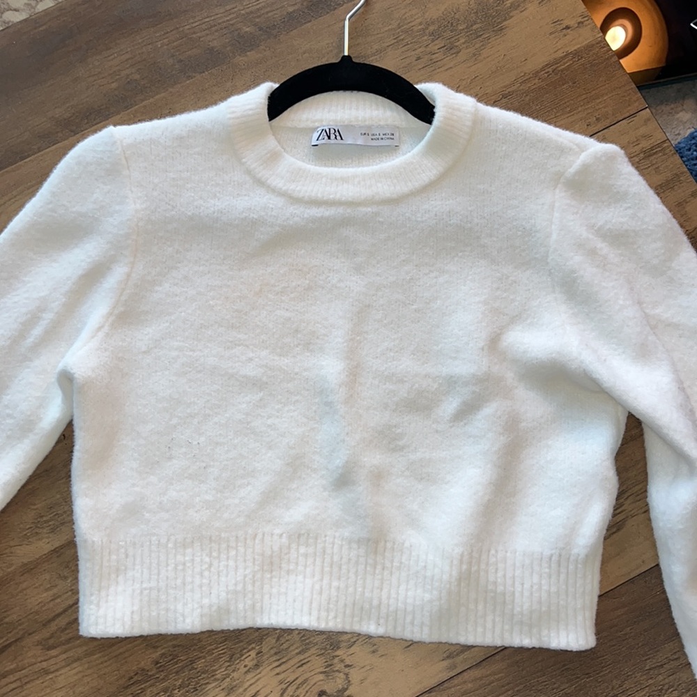 White cropped sweater